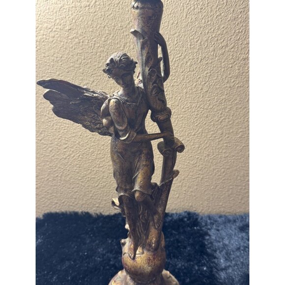 Vintage RAZ Imports Tall Gilt Golden Angel Statue Candle Holder Decor/ Mantel - Picture 1 of 10